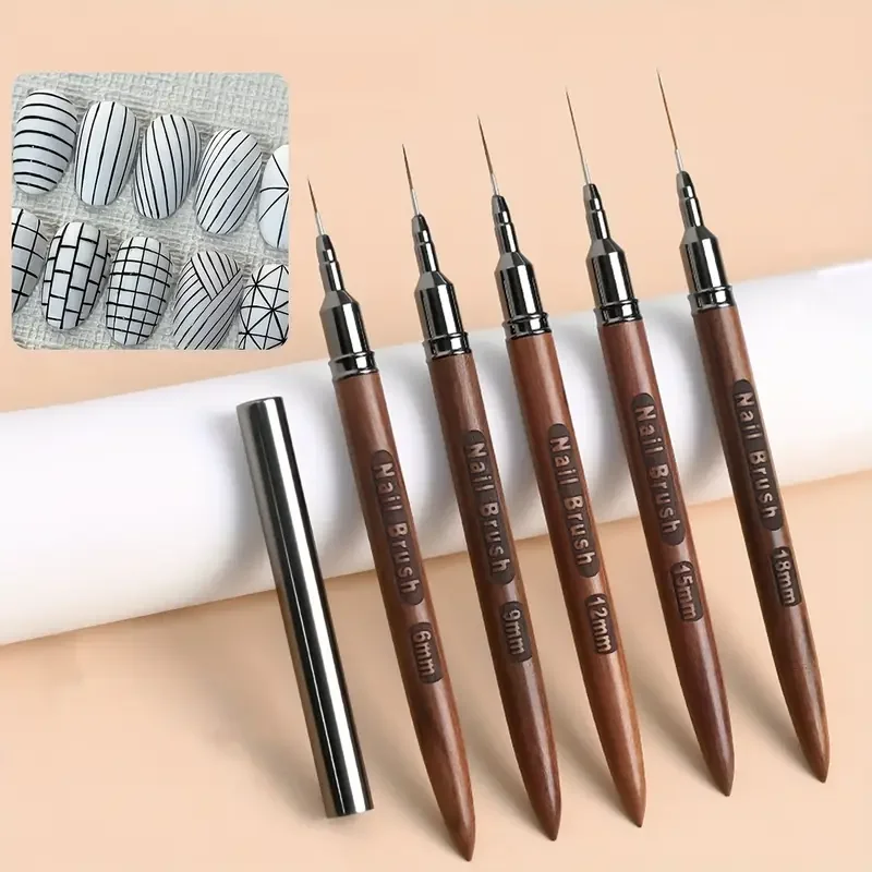 5 قطع من فرشاة الأظافر ذات المقبض الخشبي، فرشاة رسم مدببة دقيقة مناسبة للرسم المصغر، لوحة زيتية بألوان مائية من الأكريليك