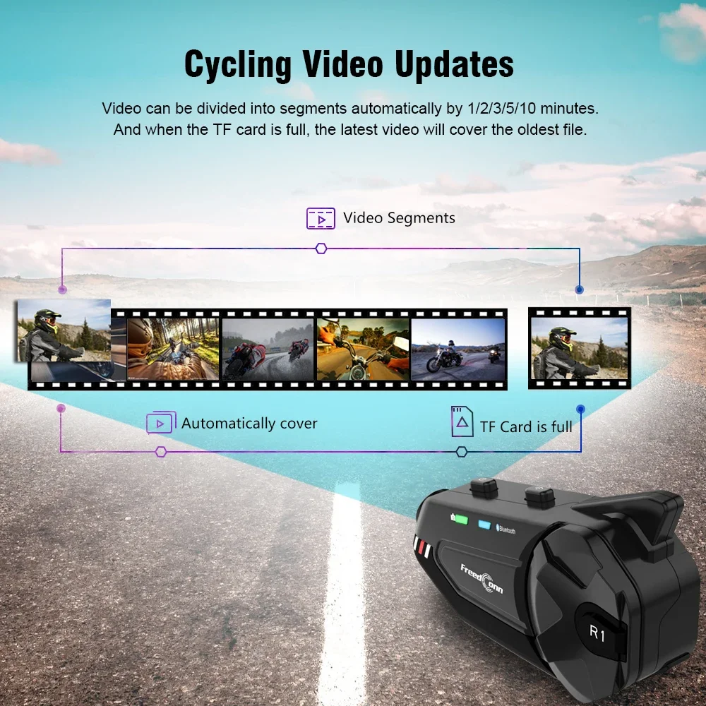 1080P HD Camera Video Recorder Motorcycle Helmets Bluetooth Group Intercom Headset Motorcycle Bluetooth Intercom