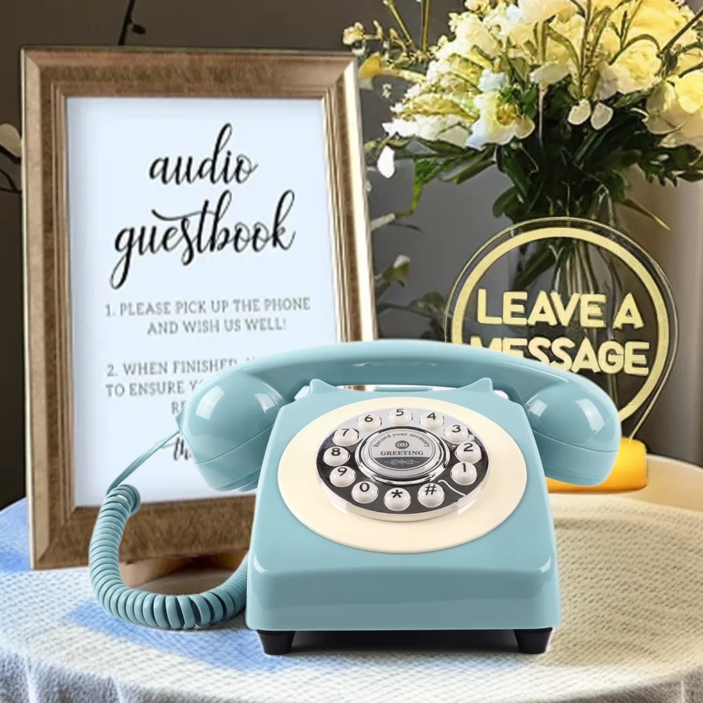 Imagem -03 - Antique Wedding Telefone Record Audio Guestbook Mensagem Telefone Voz Vintage Gift Sign Light