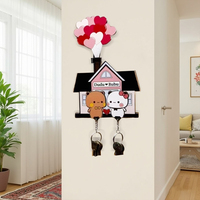 Wall Key Holder Panda Bubu And Dudu Acrylic Keychain Hanger Cartoon Backpack Charm Key Ring Pendant Accessory Couple Gift