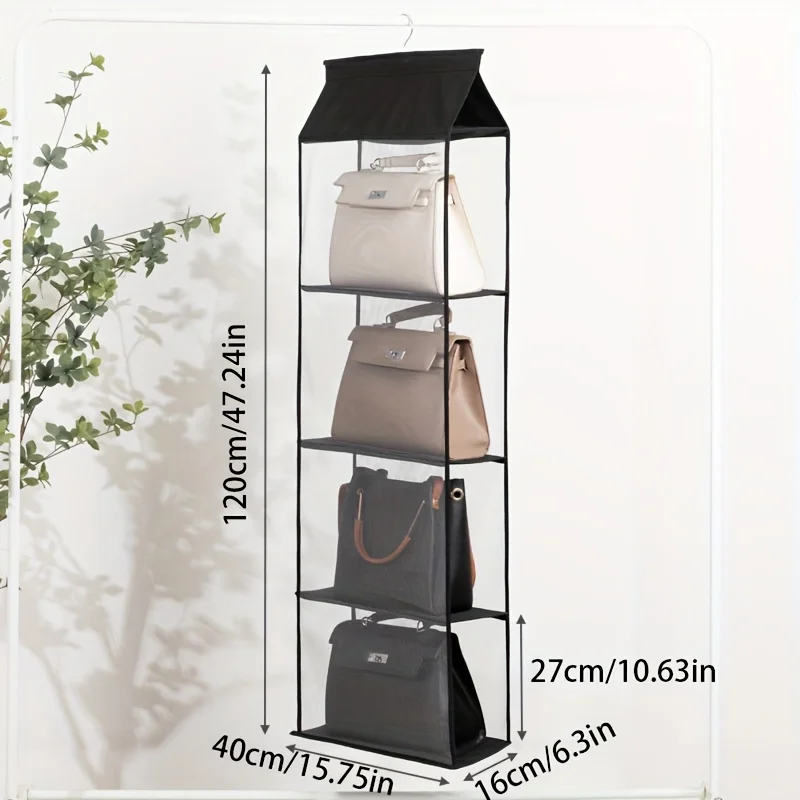 1pc Hanging Handbag Purse Organizer, Dust-proof Purse Bag Storage Holder For Wardrobe Closet