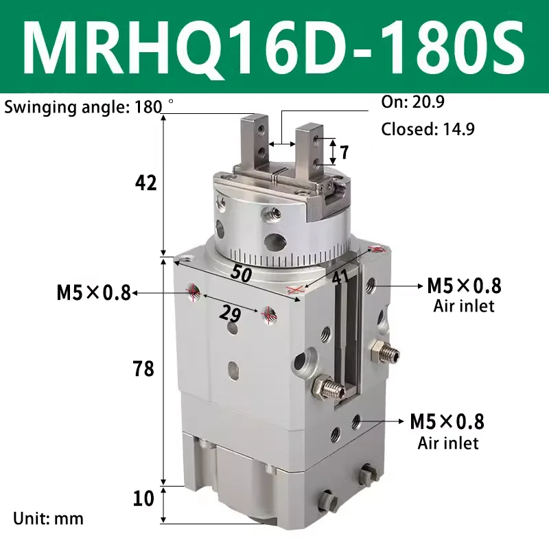 SMC type swinging air claw MRHQ rotary clamping finger cylinder 10D/20D/25D-90S MRHQ16D-180S-N