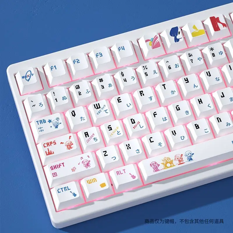 BOCCHI THE ROCK Theme Keycaps Full Chreey Small Full Set of PBT Sublimation Anime 2D Key Cap for Wooting Mechanical Keyboards