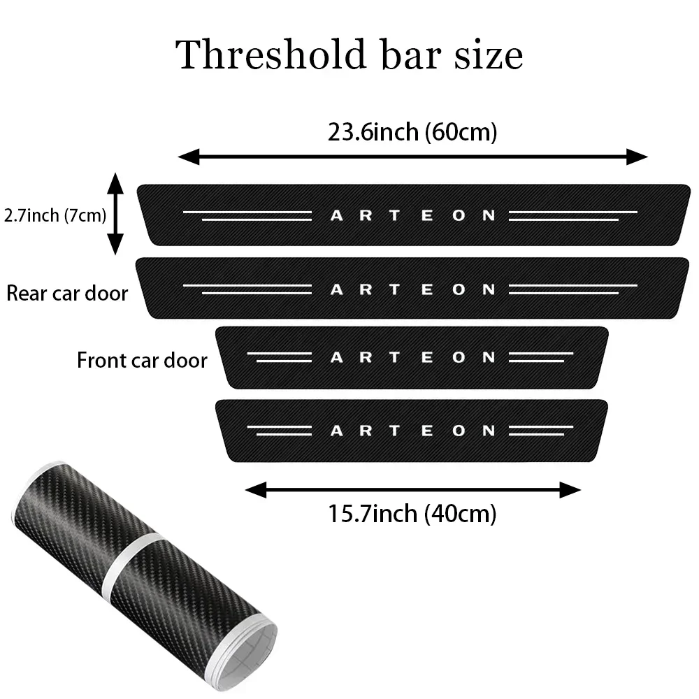 Carbon Fiber Car Door Threshold Sill Scuff Plate Decals Stickers for VW Arteon Logo Pedal Guards Strip Tape Interior