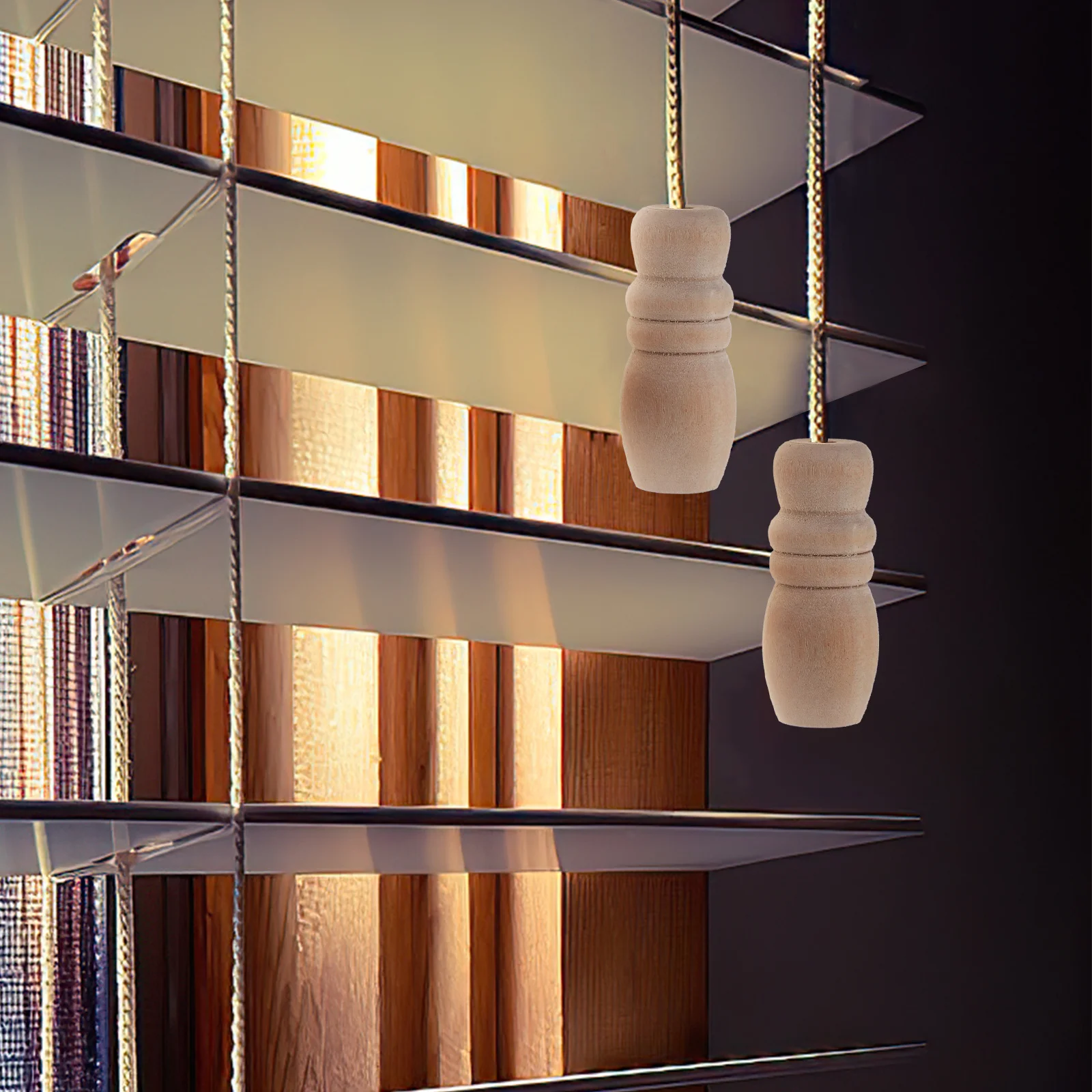 

6Pcs Wooden Cord Knobs for Blinds Decorative Pull Ends Replacement Accessories for Window Curtain Drapes Roller Shades Indoor