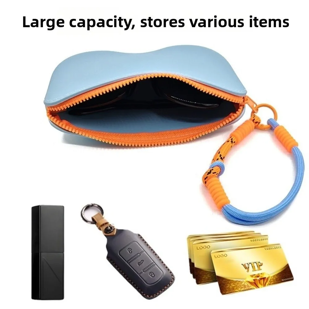 Portable Waterproof Silicone Glasses Case Heart Dustproof Love Heart Glasses Bag INS Woven Lanyard Storage Bag Cosmetic Storage
