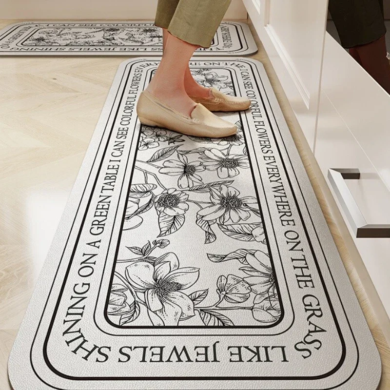 

Kitchen Floor Mat Leather Pvc Scrubbable Waterproof Oil-proof Carpet Anti-slip Long Strip Dirt-resistant Balcony Entrance Rug 러그