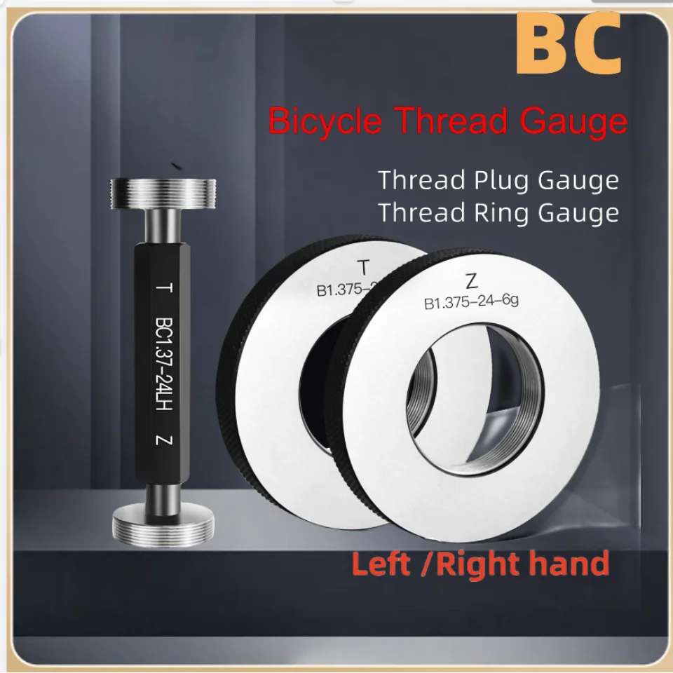 

1SET(1*GO+1*NOGO) BC American Standard Thread Ring Gauge 1PCS Thread Plug Gauge Left/Right Hand Measure Tool 1.2-24 3/8 9/16
