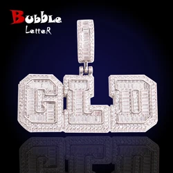 Bubble Letter Custom Name Necklace for Men Personalized Pendant Cubic Zircon Real Gold Plated Hip Hop Rock Fashion Jewelry