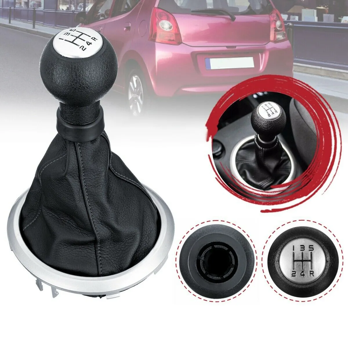 Perilla de palanca de cambios de coche de 5 velocidades, cubierta antipolvo para Suzuki Swift SX4 ALTO