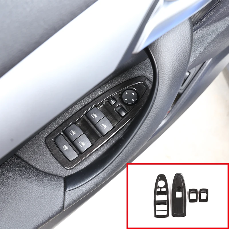 

Window Lift Switch Button Frame Trim For BMW X1 F48 2015 2016 20i 25i 25le 2016-2019 For X2 F47 2018-2019 Black Wood Grain 4 Pcs