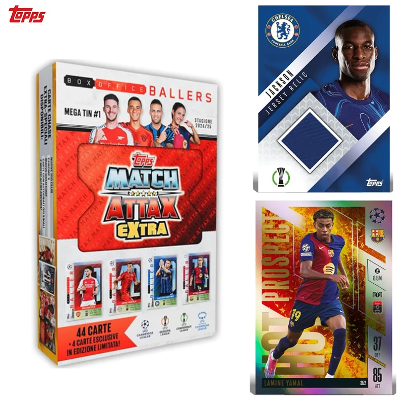Topps Match Attax 2025 Mega Tin Edition 48 Cards Set with 4 Exclusive Limited Edition Cards Relic Cards Available in Lucky Tins