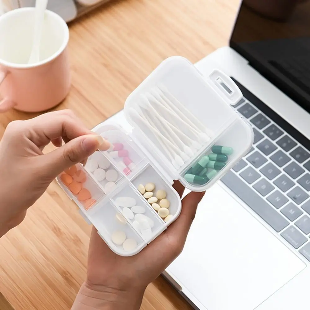 Portable Plastic 8 Grids Pill Box Mini Sealed Medicine Case Moisture-proof Drug Dispense for Home