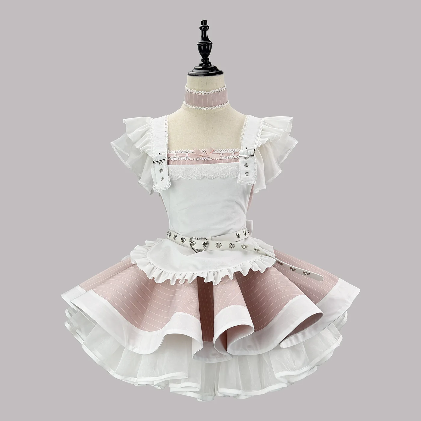 Women Japanese Vintage Retro Lolita Maid Dress Striped Soft Aesthetic Mini Skirt Kawaii Cute Cosplay Uniform Sweet Outfit