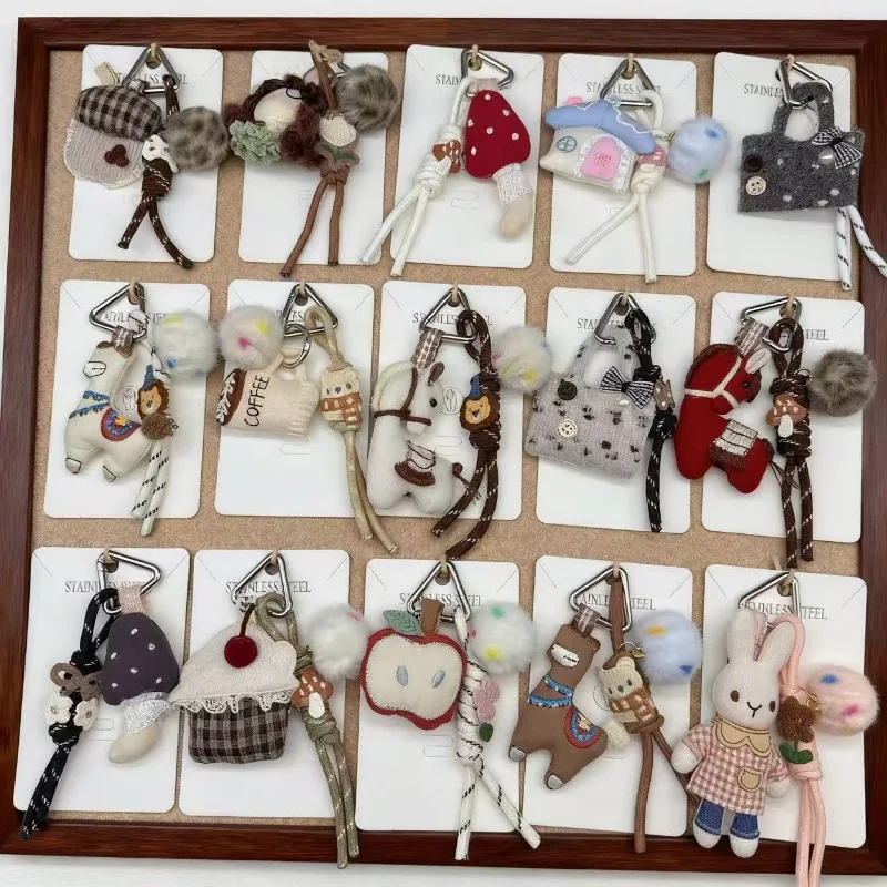 Original Design Knitted Fabric Cute Doll Keychain Super Soft Handmade Bag Charm Pendant for Keys Purse Backpack Creative Gift