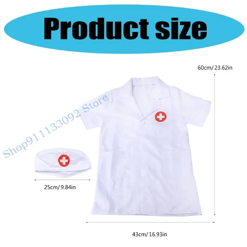 زي طبيب H9ED للأطفال والبنات والأولاد، مجموعة ملابس لعب دور الطبيب في الهالوين #6