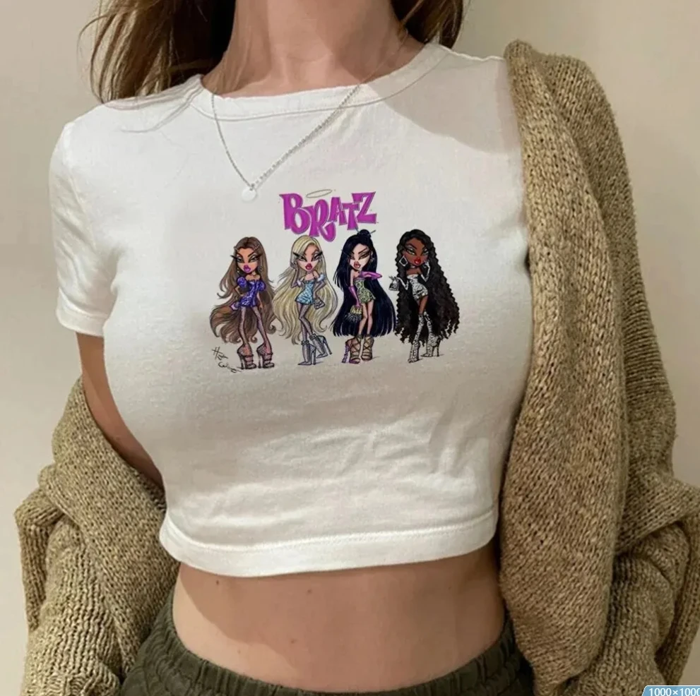 

Bratz Trashy Fairycore Korean Fashion Crop Top Female Graphic Streetwear Vintage Gothic Cropped T-shirts