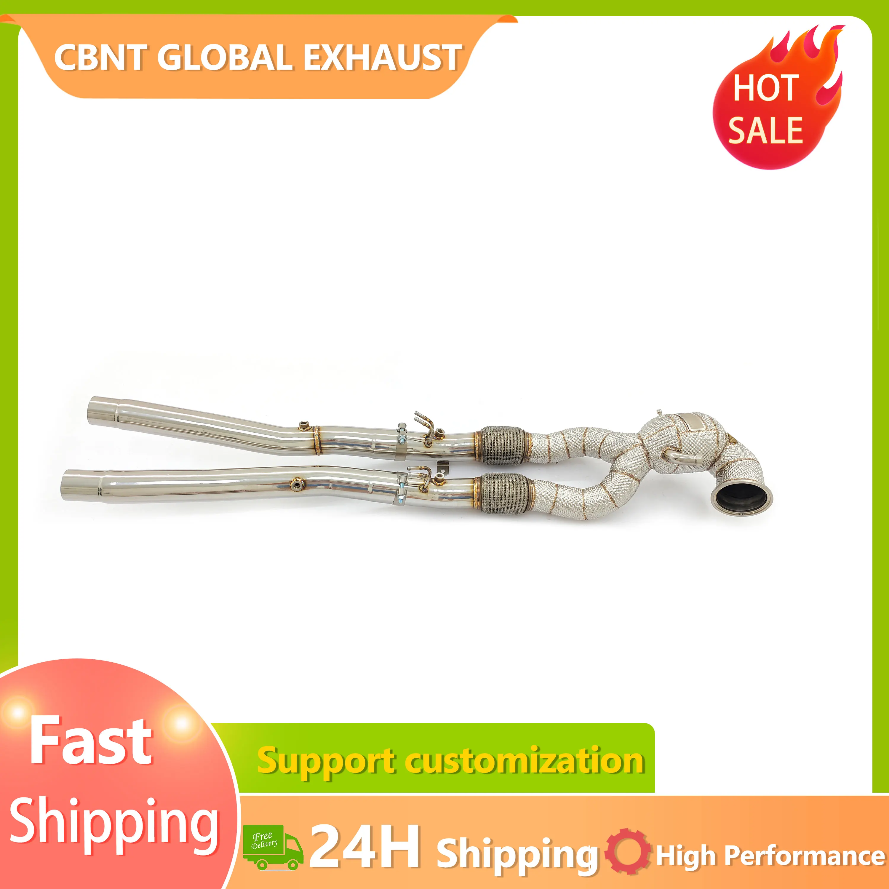 

CBNT for Audi RS3 RSQ3 TTRS 2.5T with OPF High Quality Free Flow Downpipe with Heat Shield Exhaust Pipe Lossless Installation