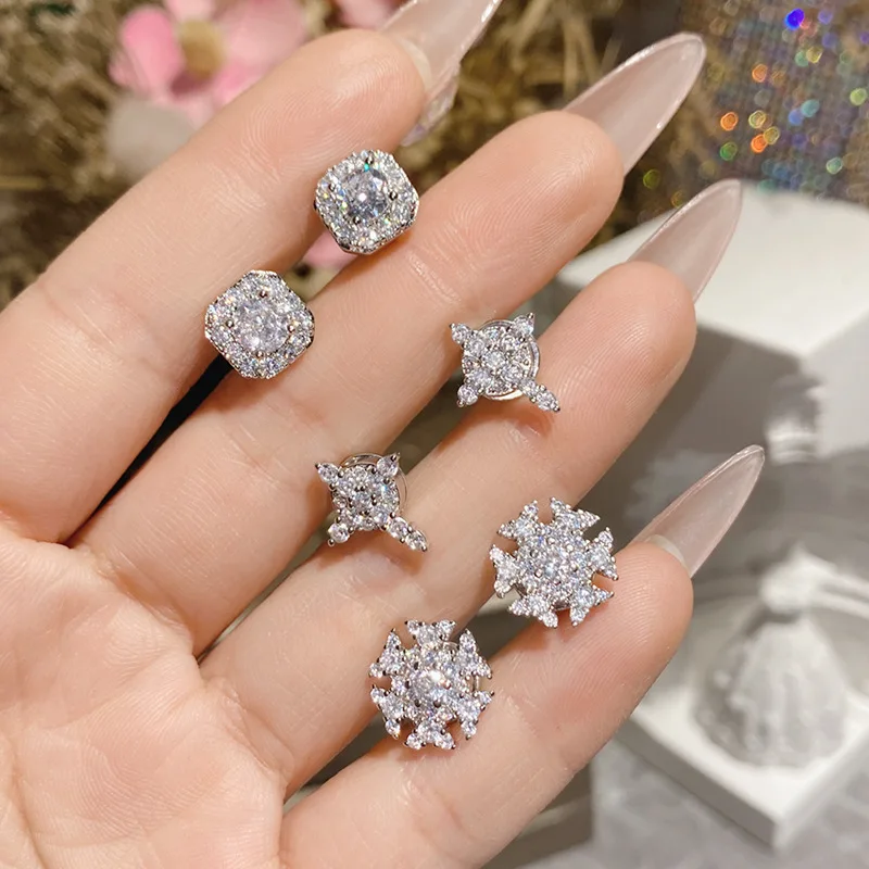 MDLFES Moissan Diamond Style Light luxury compact ear clips cold wind without ear holes magnetic earrings