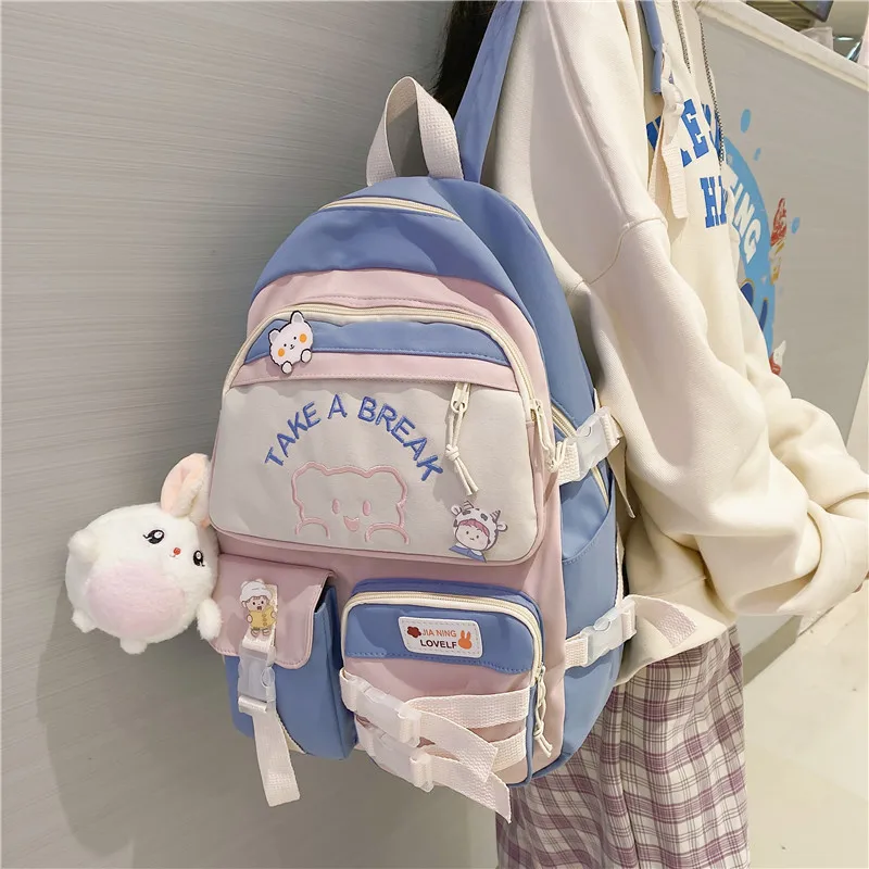 2022 Kawaii Cotton Bookbag for Teenager Backpack Women Fashion Travel Mochila Girls Cute Schoolbag Leisure Student Rucksack