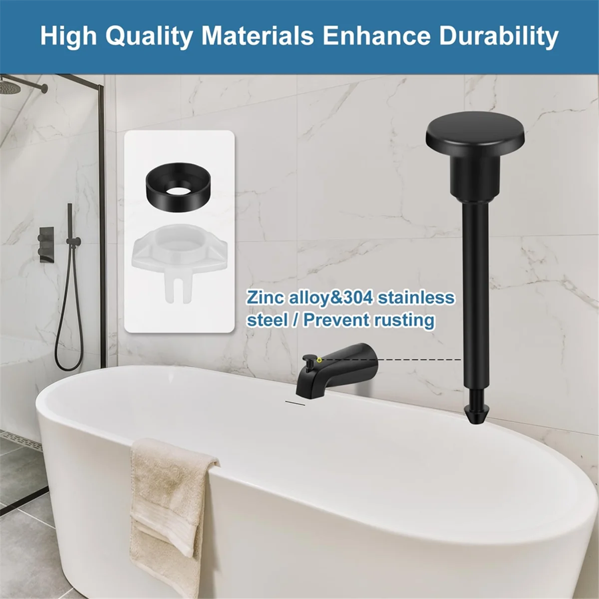 AA25 4 Set Kit di riparazione deviatore beccuccio vasca per la sostituzione beccuccio vasca, kit di riparazione deviatore-parti di ricambio per riparazione rubinetto vasca