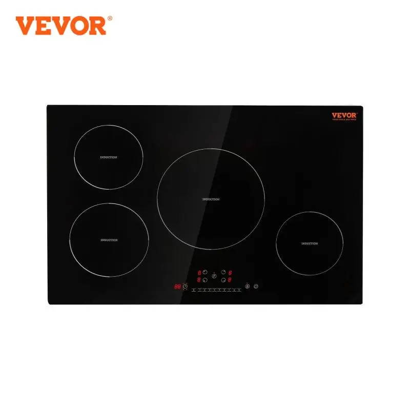 VEVOR 4 Brenner 30'' Elektrokochfeld Induktionsherd oben Eingebautes magnetisches Kochfeld mit 9 Heizstufen Touchscreen-Brenner