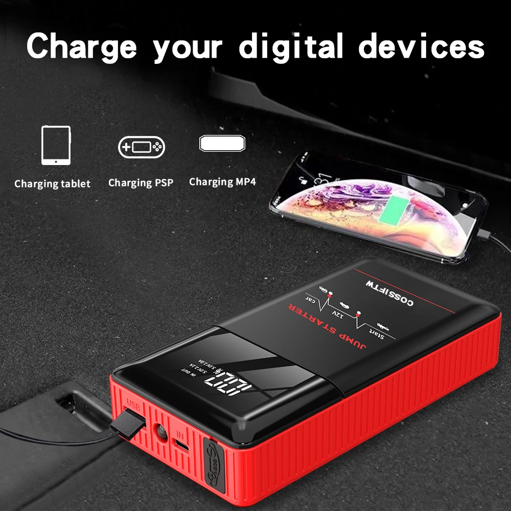 New 1000A Car Jump Starter Car Battery Starters Portable Power Bank 12V Starting Device Booster For Petrol Diesel Car