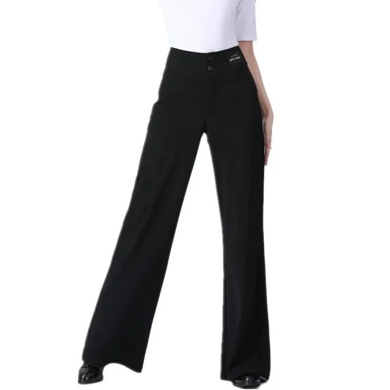 Новинка 2024 года, элегантные однотонные праздничные брюки для бальных танцев, женские брюки для вечеринок и мероприятий, классические танцевальные тренировки с высокой талией, уличные Ravskeif1