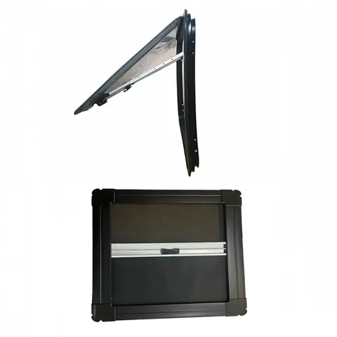 Camper Van Side Curved Window R5000mm with Black Inner Frame Sun Shade for Travel Trailer Caravan RV Special Vehicle Curved Wall