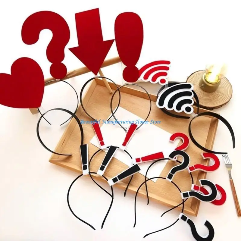 E56A Exclamation Mark Headpiece for Party Prom Birthday HairBands Stage Headwear