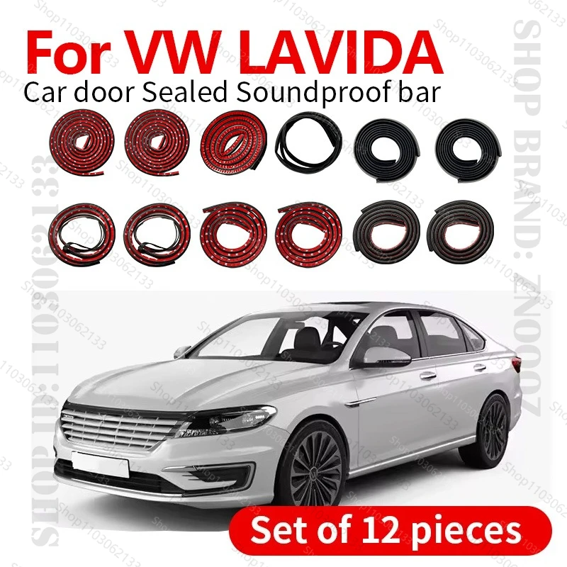 

For VW LAVIDA A4/ MQB Car Door Seal Strip Rubber Double Layer Sealing Protector Soundproof Strip Dustproof Seal Strip 12PCS Set