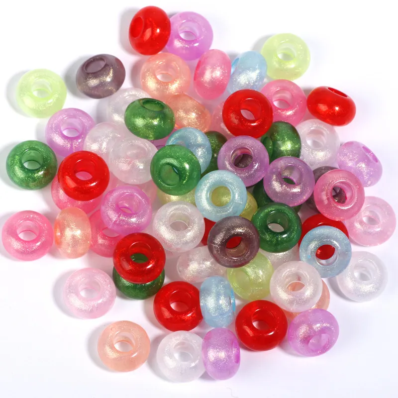 30 Stück 14mm Acrylperlen in verschiedenen Farben mit großem Loch, lose Spacer-Perlen für Schmuckherstellung, DIY-Armbänder, handgemachtes Kleidungszubehör