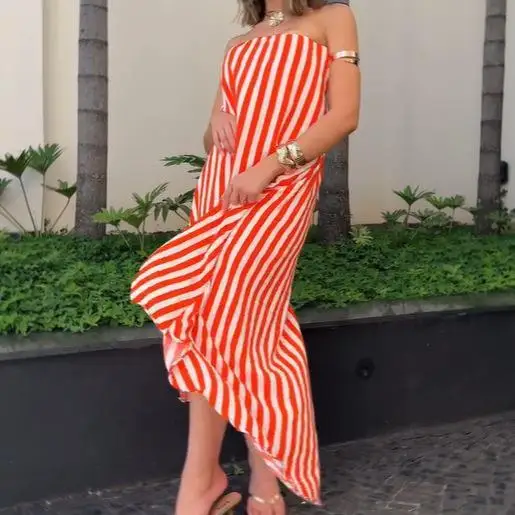 2025 novo sexy solto svel envoltório dr listrado casual commute sle feminino dr cintura solta versão h peça única