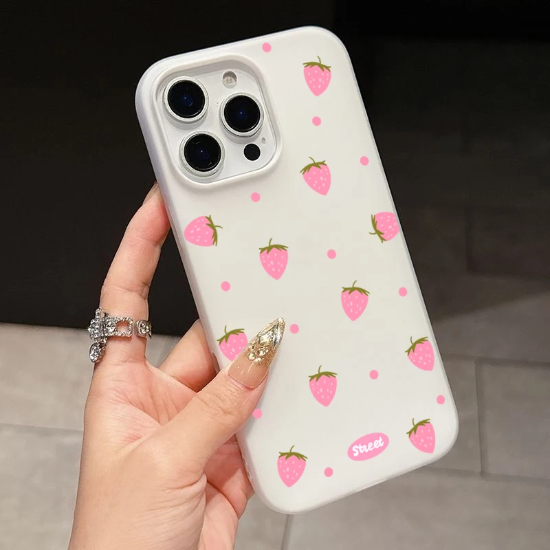 Sweet Pink Strawberry Pattern Phone Case For Redmi 10 11 12 13 14 4G Xiaomi Redmi Note 11 12 13 14 10 Pro 5G 14C 13C 15C Fundas view 6