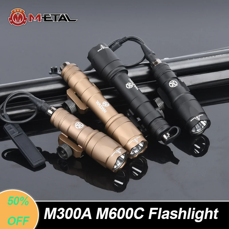 WADSN SF Tactical Airsoft M300A M600C Mini Flashlight Fit 20mm Picatinny Rail Weapon Hunting Lamp Scout Rifle Lamp Accessory