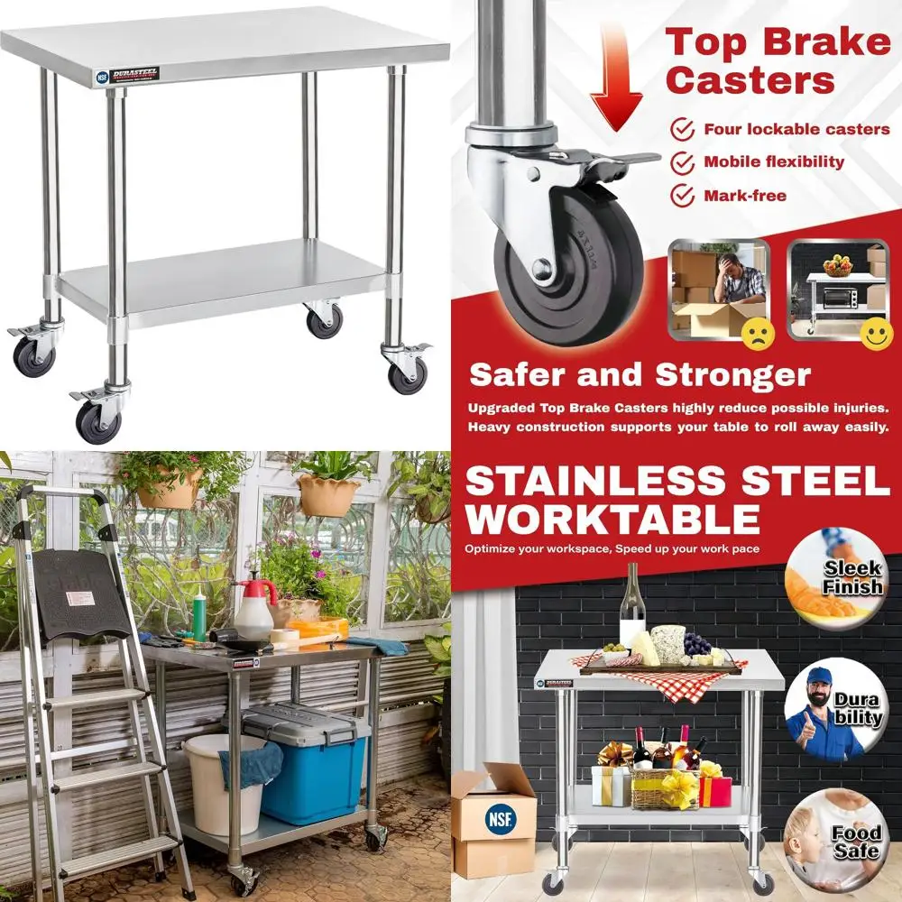 

Сверхмощная тележка из нержавеющей стали — стол для приготовления пищи 24x36 NSF с роликовой подшкой для коммерческих кухонь, прачечной, на открытом воздухе Gr