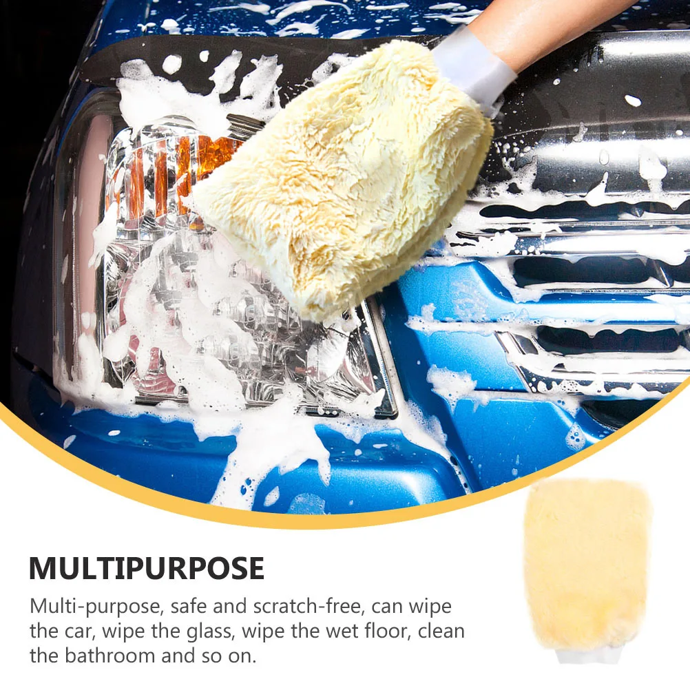 

1Pcs Car Wash Mitt Double Side Imitation Wool Auto Cleaning Glove Durable Lightweight Car Cleaning Tool Multi Purpose Scratch