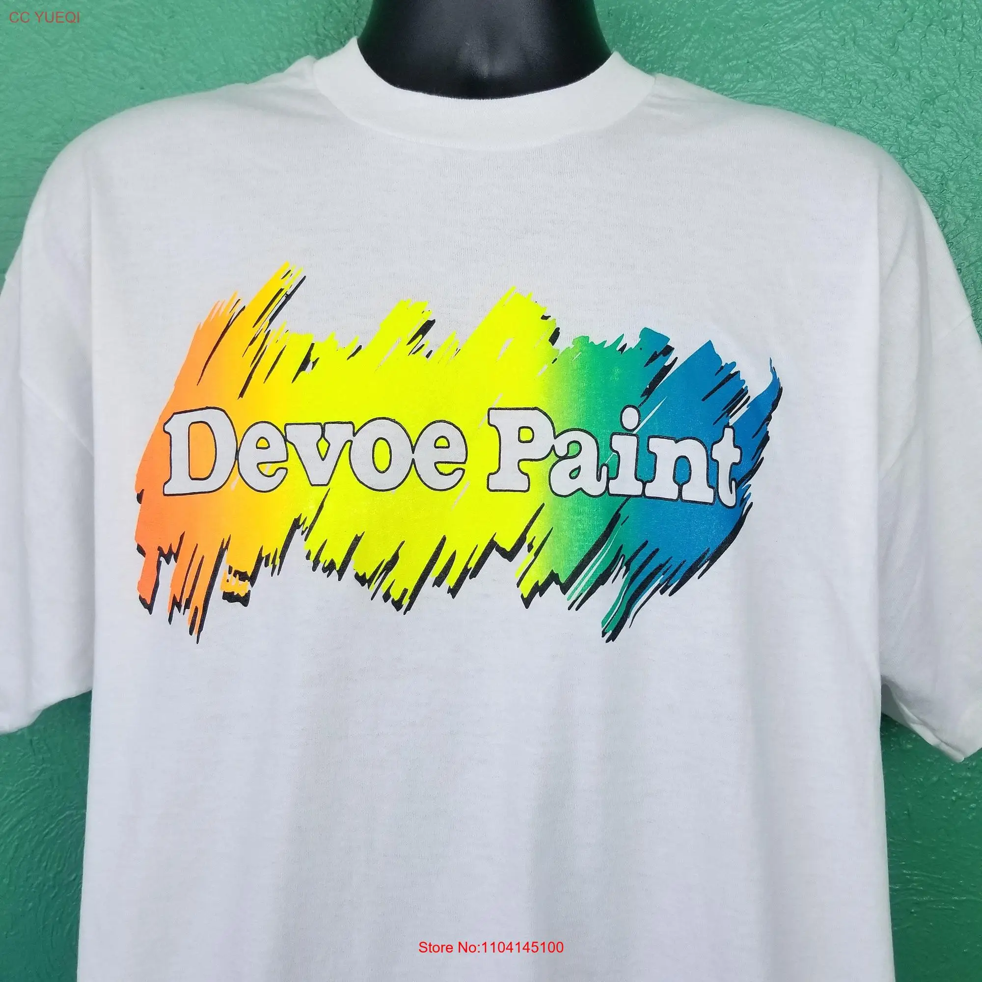 Vintage Neon Rainbow DeVoe Paint arT T Shirt 2xl xxl 80s 90s long or short sleeves