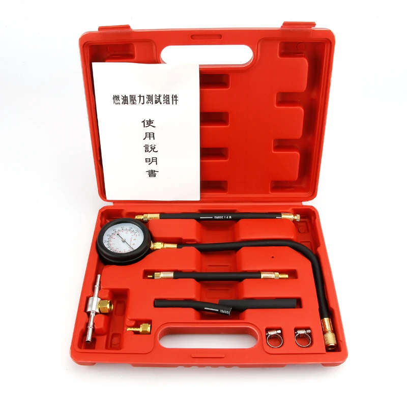 9Pcs Automotive Fuel Pressure Gauge Kit, 0-100PSI Fuel Pressure Testing Diagnostic Detector Tool for Cars