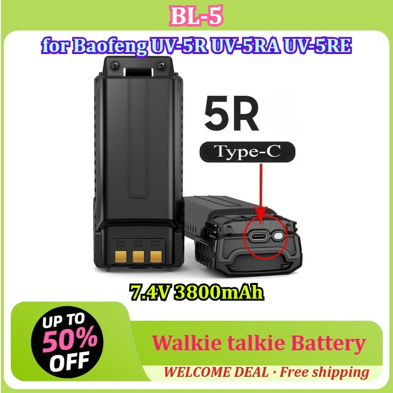 [BL-5] for Baofeng UV-5R UV-5RA UV-5RE 7.4V 3800mAh Walkie Talkie Battery Lithium Battery