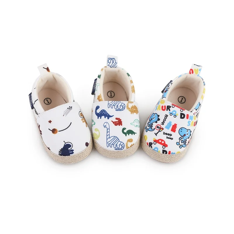 Blotona Baby Boy Girl Shoes Dinosaur Print Closed Toe Walking Shoes Casual Slip On Shoes for Spring Fall