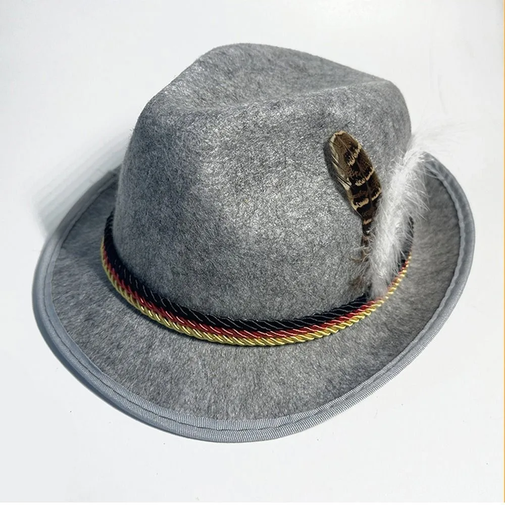 Hats Feather Decors Hat ornament Bavarian Oktoberfest Hat Swiss Dress Up Costume Cosplay Cap Men Women Party Photo Props