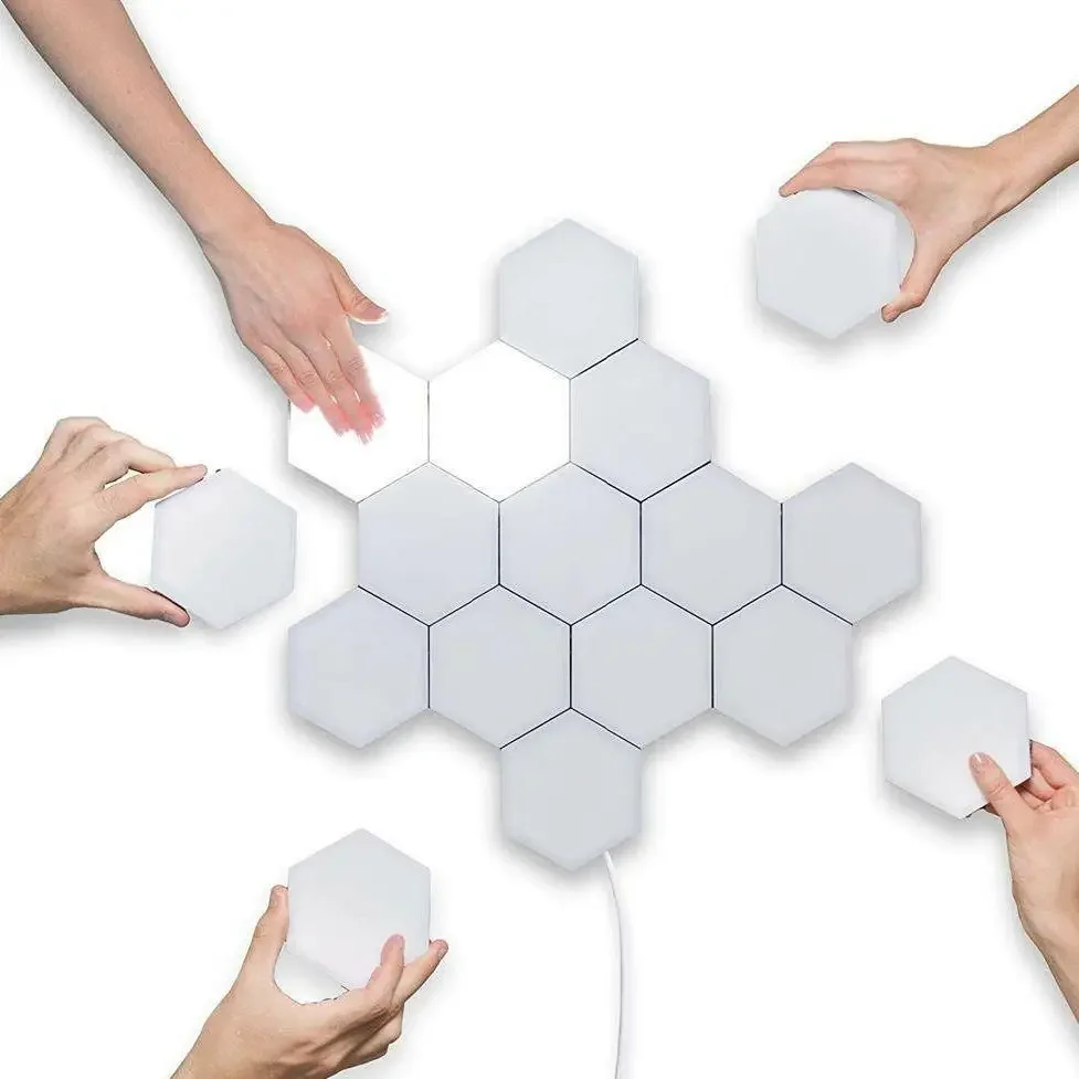 LED Color Night Light Creative Wall Lamp Hexagonal Combination Wall Touch Sensor Lamp Honeycomb Home Decoration Light