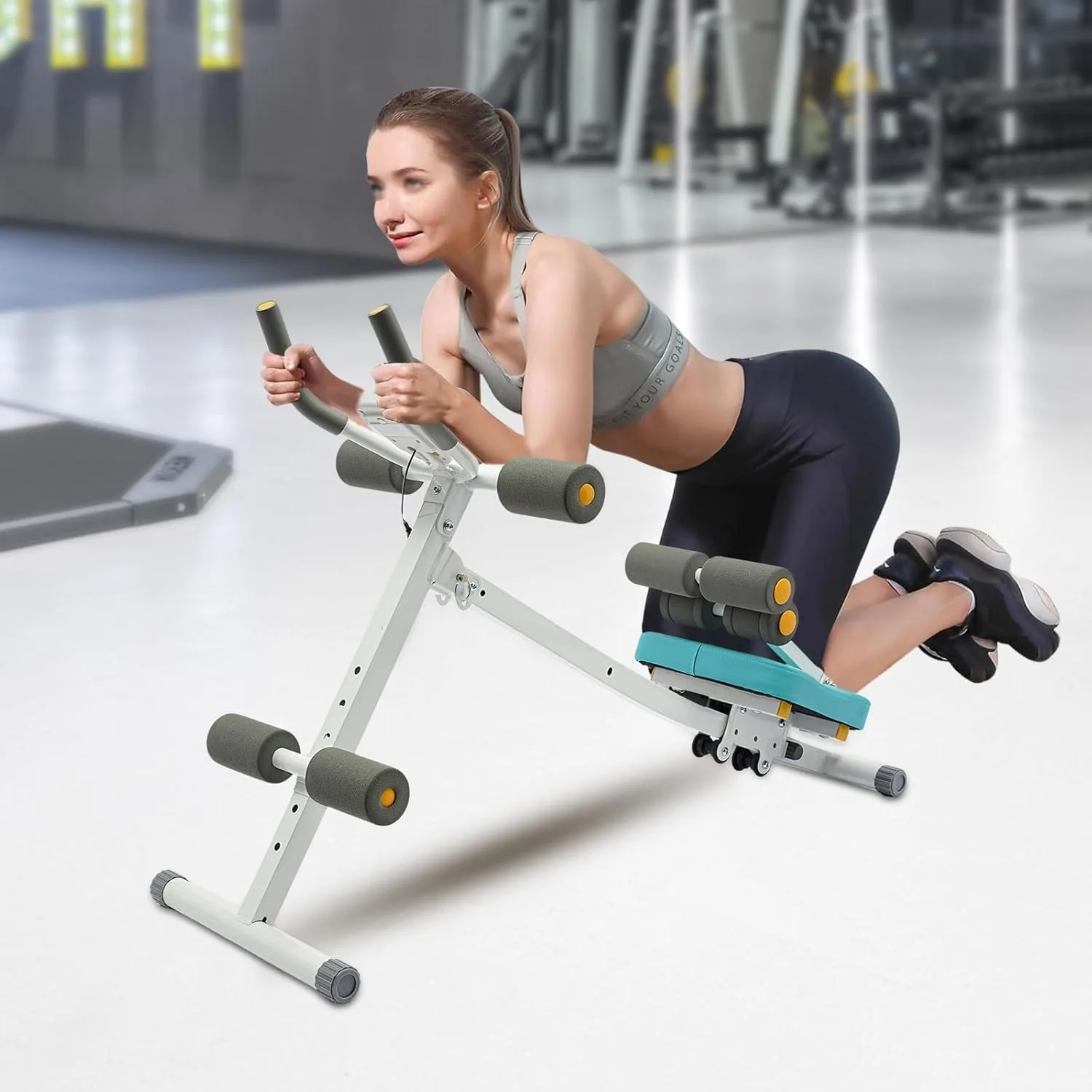 Foldable Core Abs Exercise Machine Adjustable Ab Machine Full Body Workout with Resistance Bands & LCD Display for Home Gym