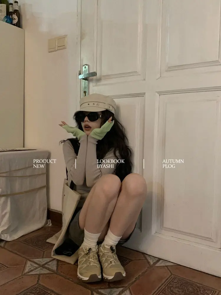 A Small Sense Of Design Vintage Ribbed Knitted Sweater Women Slim Cuff Patchwork Jumper Korean Contrast Knitwear Tops Bottoming