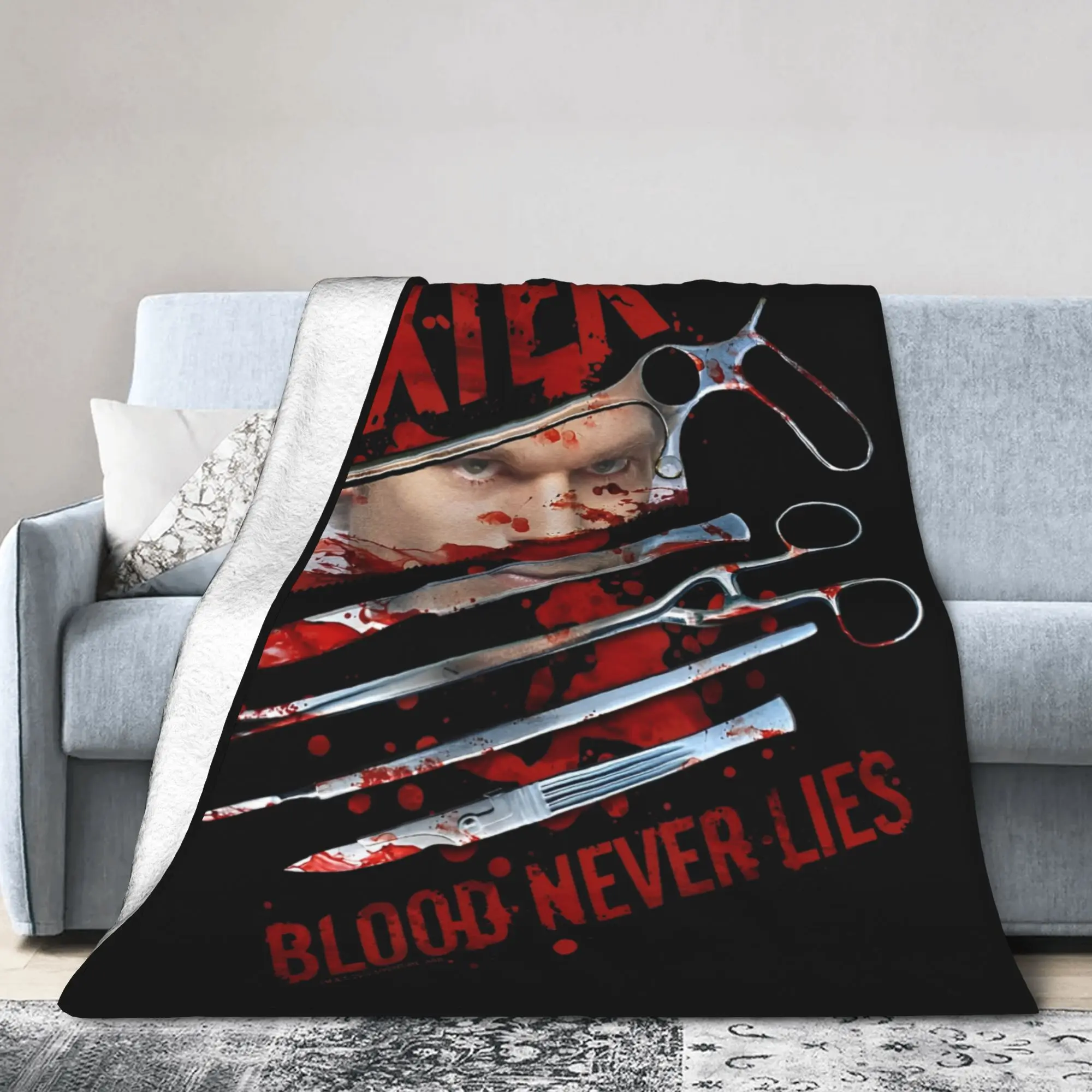 Dexter Morgan Blood Never Lies Blanket Forensic TV Series Flannel Funny Breathable Throw Blankets for Home Spring Autumn Travel