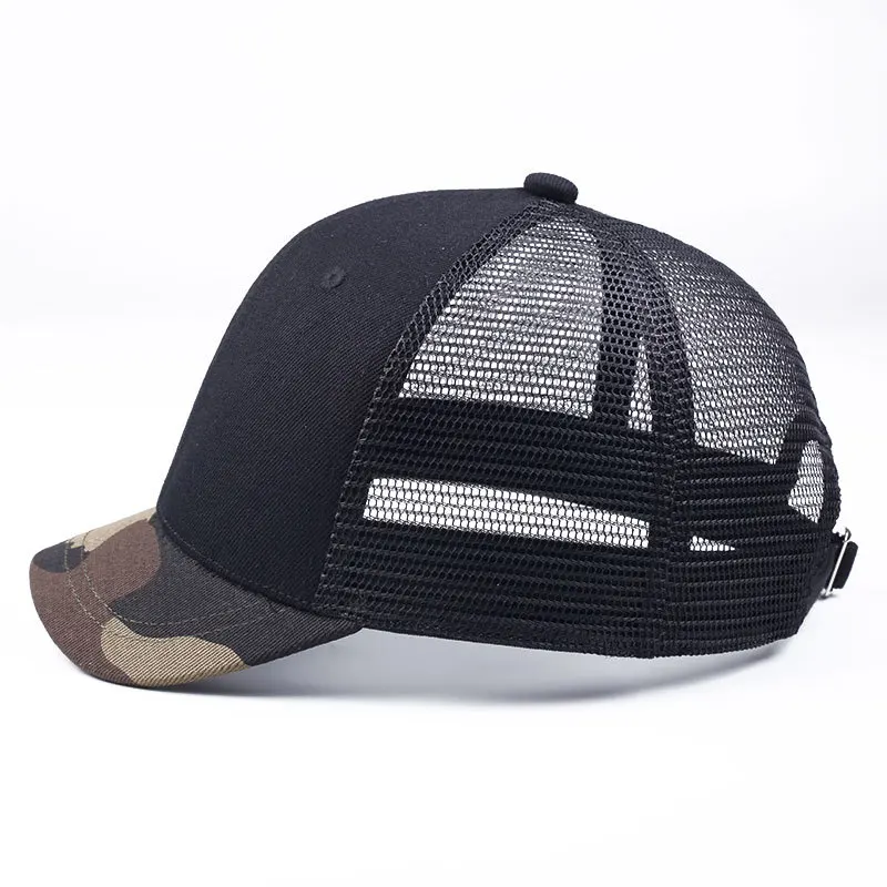 

Hard Top Camo Small Short Brim Hat Men's Spring Summer Net Hat Hip Hop Cap