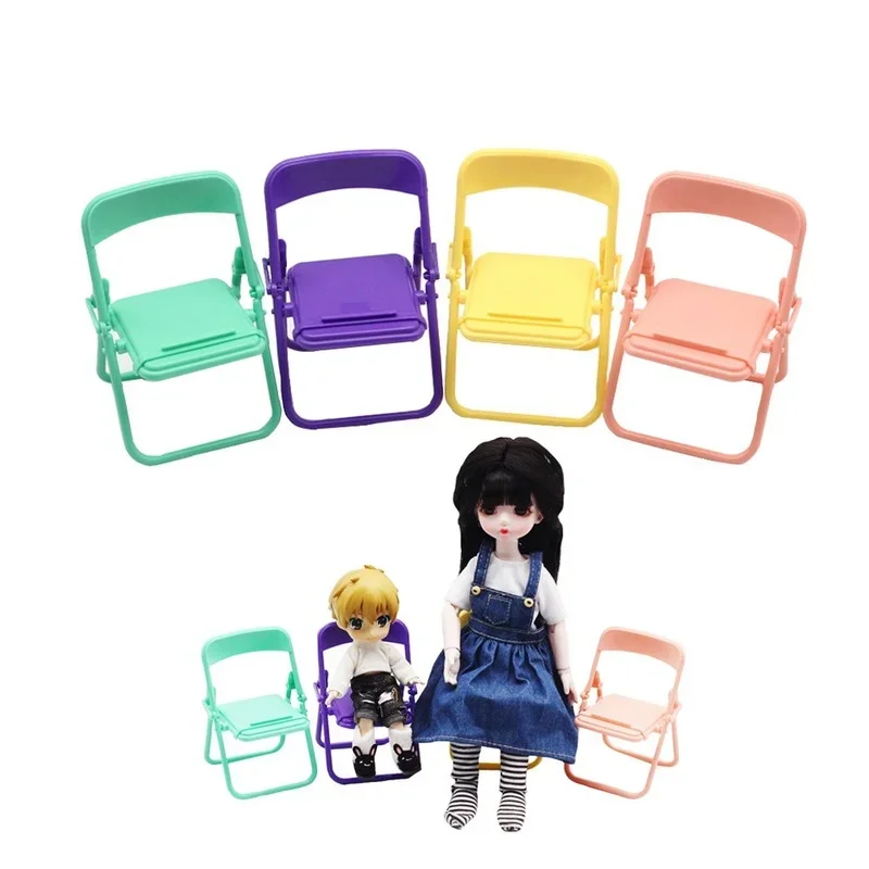 1/12 Dollhouse Accessories Dolls Plastic Adjustment Folding Chair House Furniture for Ob11 BJD Doll