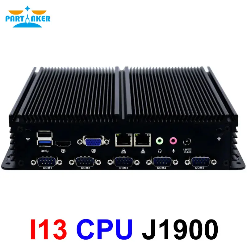 Mini PC Partaker Fanless J1900 - LAN dupla, 6xCOM, RS485 opcional, para sistemas integrados industriais/médicos/educação