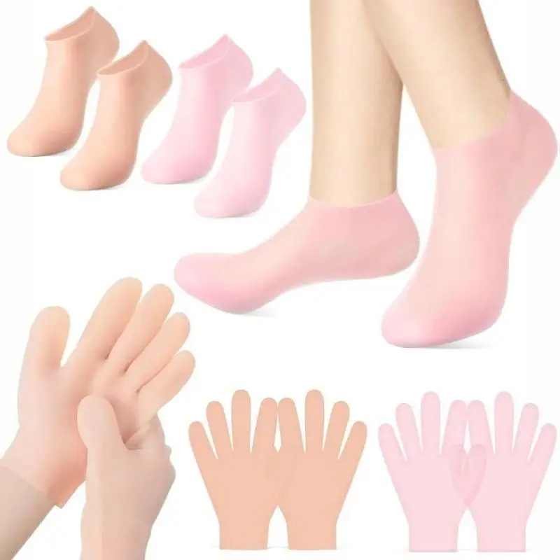 1 Paar Fußpflege-Massage-Socken, elastische Silikon-Fußsocken zur Feuchtigkeitspflege, für trockene, rissige Füße, zur Erweichung und zum Peeling. – Detail 2